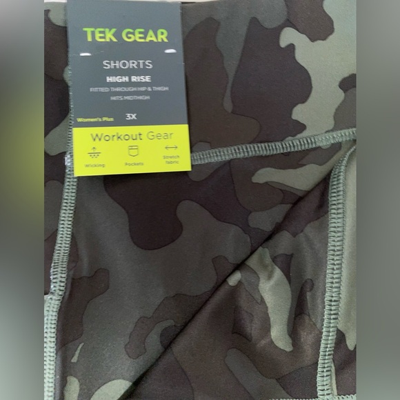 🔥 TEK GEAR HIGH RISE CAMO ARMY PRINT BIKE SHORTS SIZE 3X NEW - Picture 4 of 8